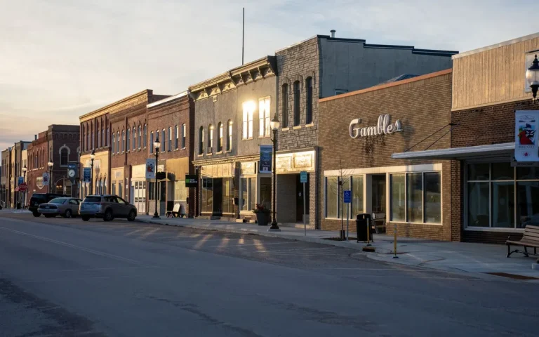 Historic main street storefronts, like those in downtown Owasso, OK
